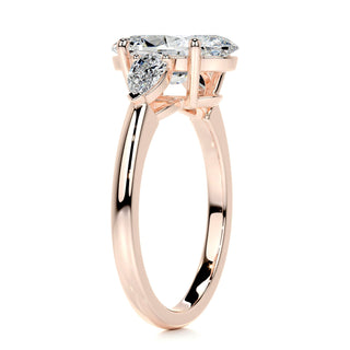 2.8ct Elongated Oval Cut Three Stone Diamond Moissanite Engagement Ring
