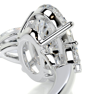 2.8ct Elongated Oval Cut Three Stone Diamond Moissanite Engagement Ring