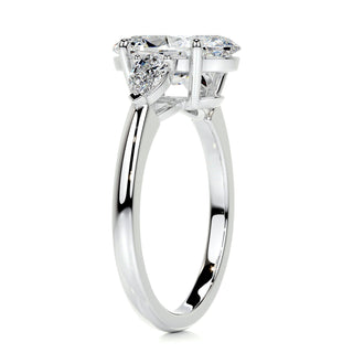 2.8ct Elongated Oval Cut Three Stone Diamond Moissanite Engagement Ring