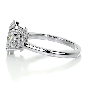 2.8ct Elongated Oval Cut Three Stone Diamond Moissanite Engagement Ring
