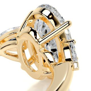2.8ct Elongated Oval Cut Three Stone Diamond Moissanite Engagement Ring