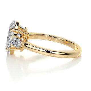 2.8ct Elongated Oval Cut Three Stone Diamond Moissanite Engagement Ring