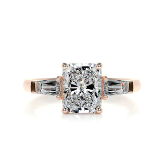 2.2ct Radiant Cut Three Stone Diamond Moissanite Engagement Ring