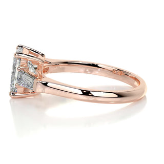 2.2ct Radiant Cut Three Stone Diamond Moissanite Engagement Ring