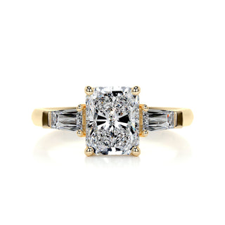 2.2ct Radiant Cut Three Stone Diamond Moissanite Engagement Ring