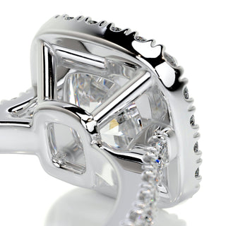 Luminous 2.0ct cushion halo moissanite ring top view