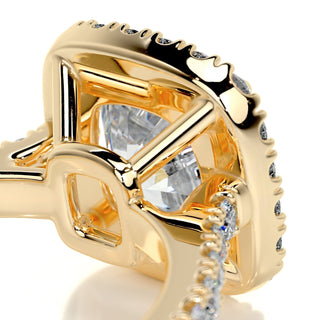 Luminous 2.0ct cushion halo moissanite ring macro detail of the stones