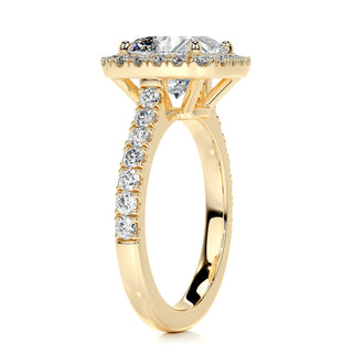 Classic 2.0ct cushion halo moissanite ring front view