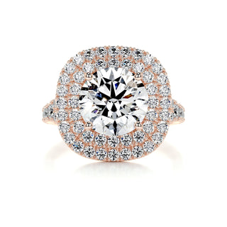 2.0ct Round Cut Double Halo Split Shank Diamond Moissanite Engagement Ring