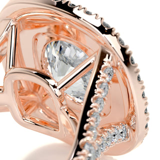 2.0ct Round Cut Double Halo Split Shank Diamond Moissanite Engagement Ring