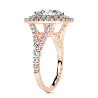 2.0ct Round Cut Double Halo Split Shank Diamond Moissanite Engagement Ring