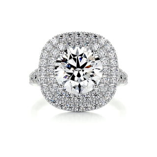 2.0ct Round Cut Double Halo Split Shank Diamond Moissanite Engagement Ring