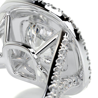 2.0ct Round Cut Double Halo Split Shank Diamond Moissanite Engagement Ring