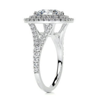 2.0ct Round Cut Double Halo Split Shank Diamond Moissanite Engagement Ring