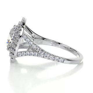 2.0ct Round Cut Double Halo Split Shank Diamond Moissanite Engagement Ring