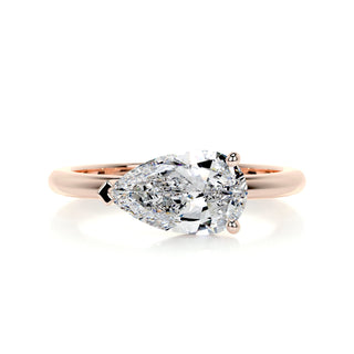 Dazzling 1.0ct pear solitaire moissanite ring front view