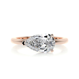 Shimmering 1.0ct pear solitaire moissanite ring top view
