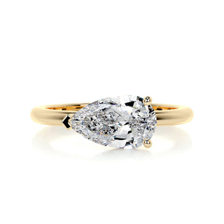 Shimmering 1.0ct pear solitaire moissanite ring front view