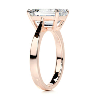 4.0ct Emerald Cut Solitaire Moissanite Diamond Engagement Ring