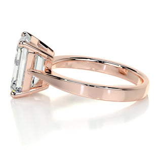 4.0ct Emerald Cut Solitaire Moissanite Diamond Engagement Ring