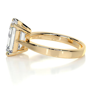 4.0ct Emerald Cut Solitaire Moissanite Diamond Engagement Ring
