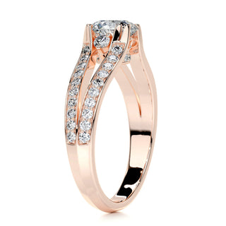 1.0 CT Round Cut Split Shank Diamond Moissanite Engagement Ring