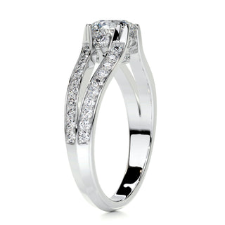1.0 CT Round Cut Split Shank Diamond Moissanite Engagement Ring