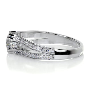 1.0 CT Round Cut Split Shank Diamond Moissanite Engagement Ring