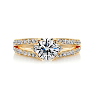 1.0 CT Round Cut Split Shank Diamond Moissanite Engagement Ring