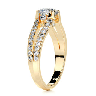 1.0 CT Round Cut Split Shank Diamond Moissanite Engagement Ring