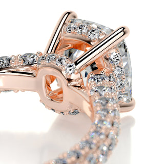 2.0ct Cushion Cut Cathedral 3 Side Pave Diamond Moissanite Engagement Ring
