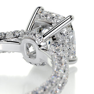 2.0ct Cushion Cut Cathedral 3 Side Pave Diamond Moissanite Engagement Ring