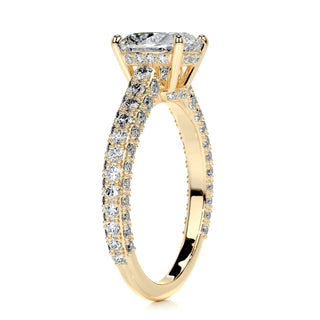 2.0ct Cushion Cut Cathedral 3 Side Pave Diamond Moissanite Engagement Ring