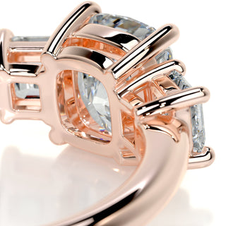 2.0 CT Cushion Cut Three stone Moissanite Engagement Ring side view