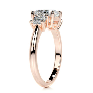 2.0 CT Cushion Cut Three stone Moissanite Engagement Ring top view