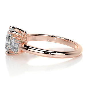 2.0 CT Cushion Cut Three stone Moissanite Engagement Ring close up