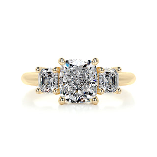2.0 CT Cushion Cut Three stone Moissanite Engagement Ring side view