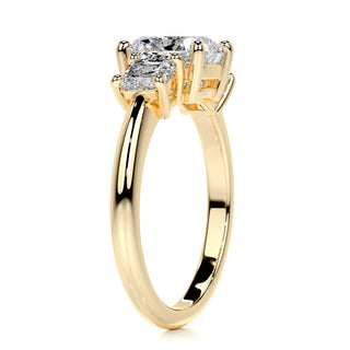 2.0 CT Cushion Cut Three stone Moissanite Engagement Ring close up