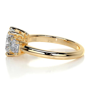 2.0 CT Cushion Cut Three stone Moissanite Engagement Ring angle view
