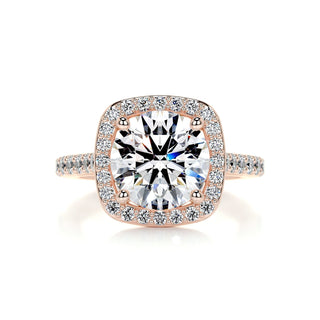 Chic 2.0ct cushion halo moissanite ring front view