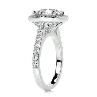 Chic 2.0ct cushion halo moissanite ring sparkle close up