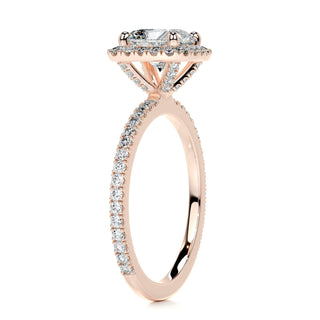 1.0CT Cushion Cut Halo Pave Moissanite Diamond Engagement Ring