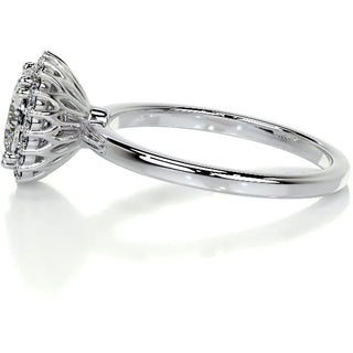 2.0ct Cushion Cut Halo Solitaire Moissanite Diamond Engagement Ring