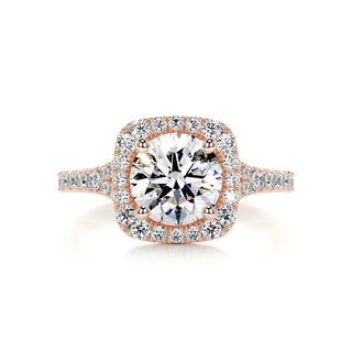 1.5ct Round Cut Halo Split Shank Diamond Moissanite Engagement Ring