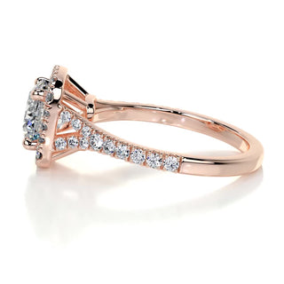 1.5ct Round Cut Halo Split Shank Diamond Moissanite Engagement Ring