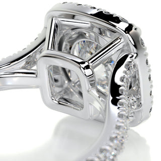 1.5ct Round Cut Halo Split Shank Diamond Moissanite Engagement Ring