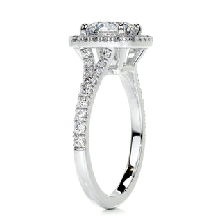 1.5ct Round Cut Halo Split Shank Diamond Moissanite Engagement Ring
