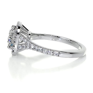 1.5ct Round Cut Halo Split Shank Diamond Moissanite Engagement Ring