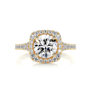 1.5ct Round Cut Halo Split Shank Diamond Moissanite Engagement Ring