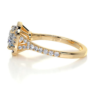 1.5ct Round Cut Halo Split Shank Diamond Moissanite Engagement Ring